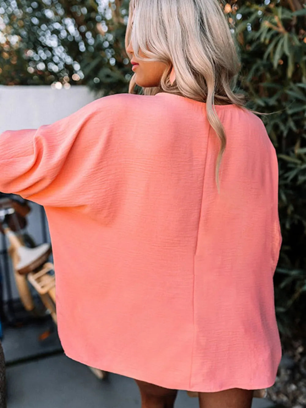 Round Neck Three-Quarter Sleeve Blouse