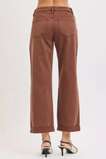 RISEN Full Size Tummy Control Mid Rise Ankle Barrel Baggy Plus Size