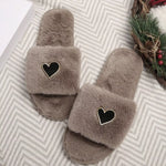 Heart Open Toe Flats Slippers