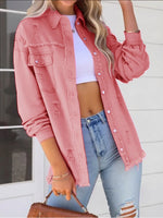 Distressed Denim Jacket with Frayed Edges