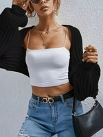 Cropped Ribbed Knit Cardigan