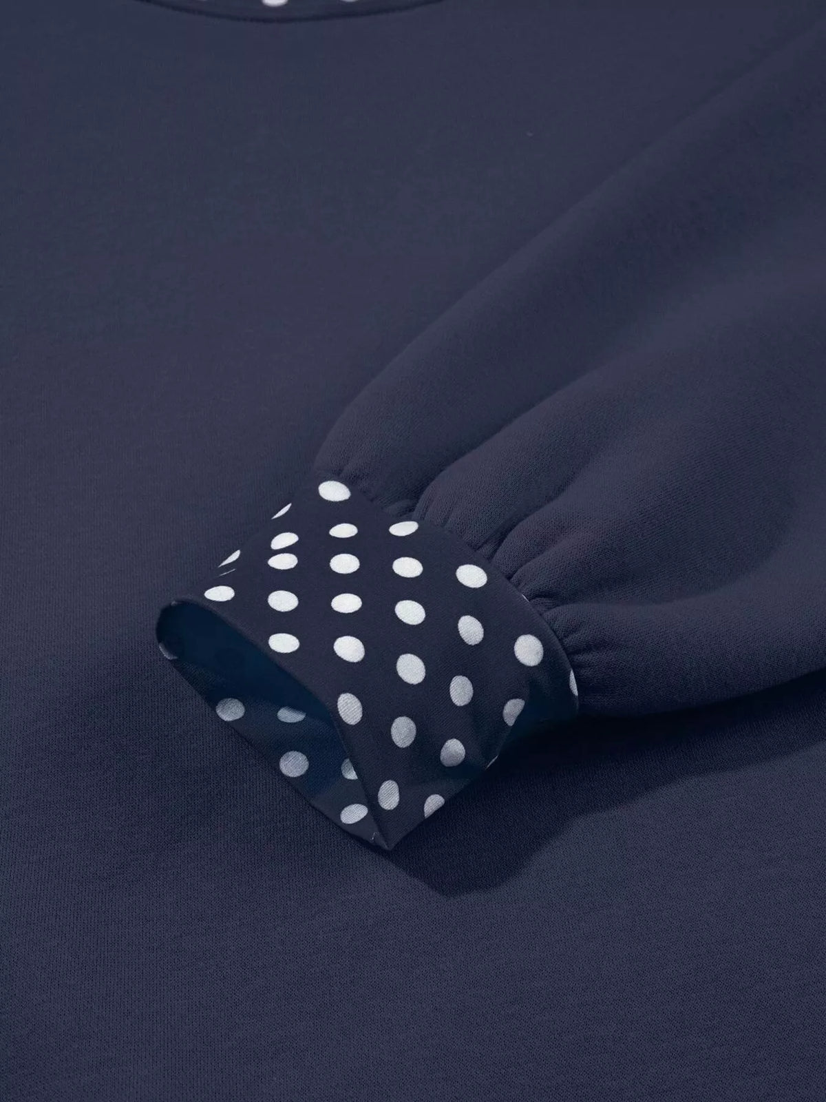 Polka Dot Trim Contrast Crew Neck Sweatshirt