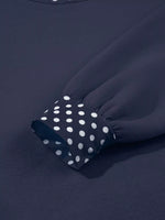 Polka Dot Trim Contrast Crew Neck Sweatshirt