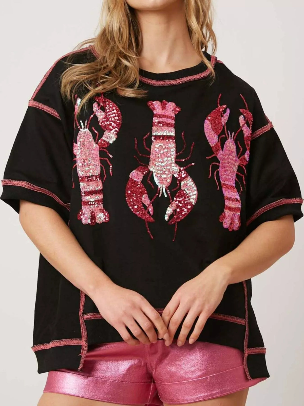 Sequin Lobster Half Sleeve T-Shirt