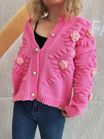 Flower Button Up Long Sleeve Cardigan