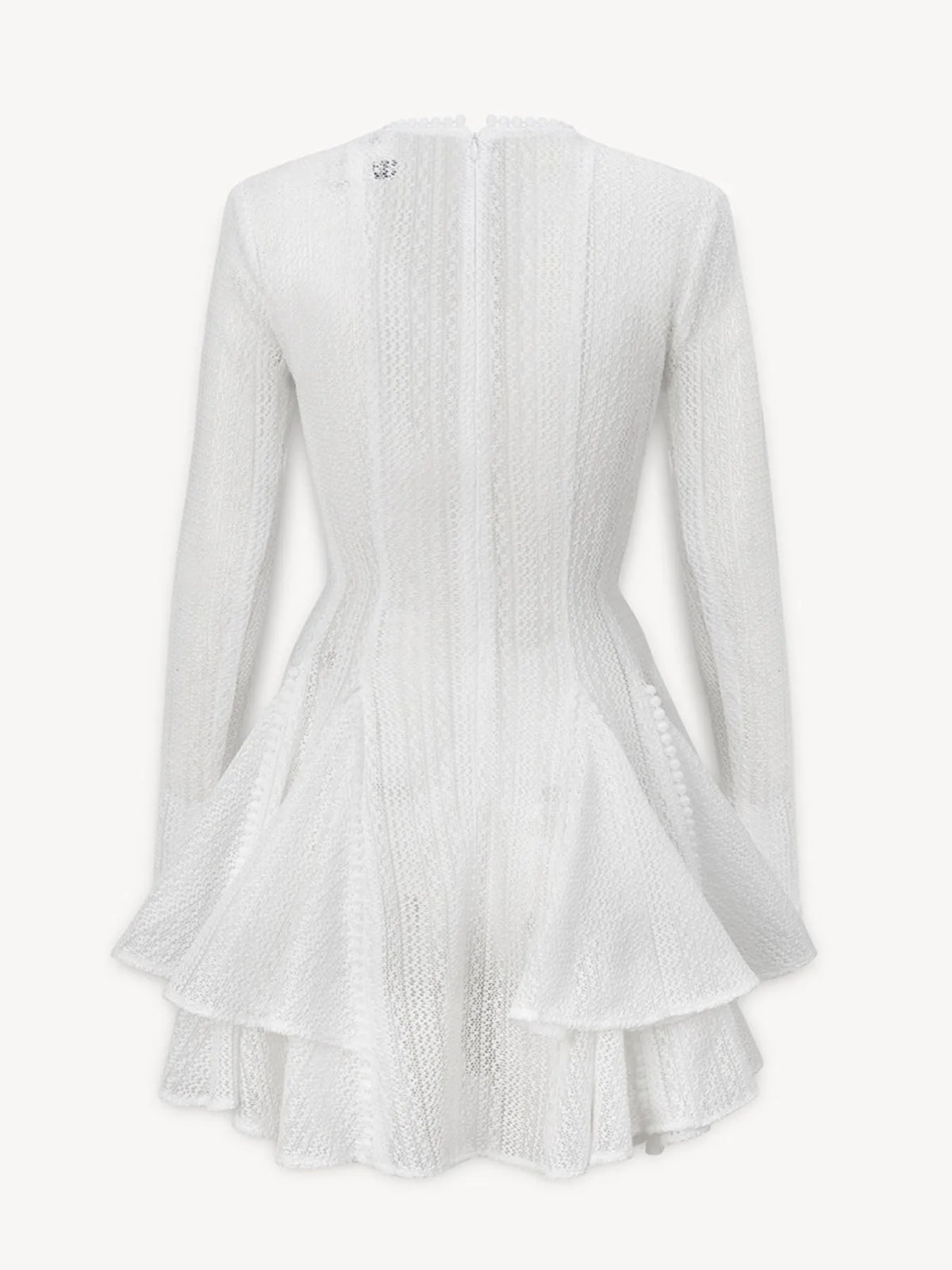 Layered Round Neck Long Sleeve Dress