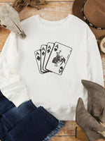 Ace Card Cowboy Graphic Long Sleeve Sweatshirt