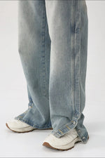 Side Slit Baggy Jeans with Pockets