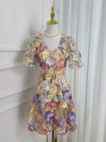 Plus Size Embroidered Floral V-Neck Mini Dress