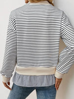 Perfee Faux Layered Striped Long Sleeve Sweatshirt