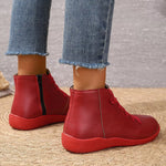Lace-Up Faux Leather Ankle Boots