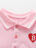 Children's Polo Collar Embroidered Heart Dress