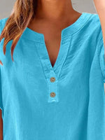 Full Size Notched Short Sleeve Blouse Plus Size