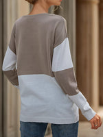Color Block V-Neck Knit Top