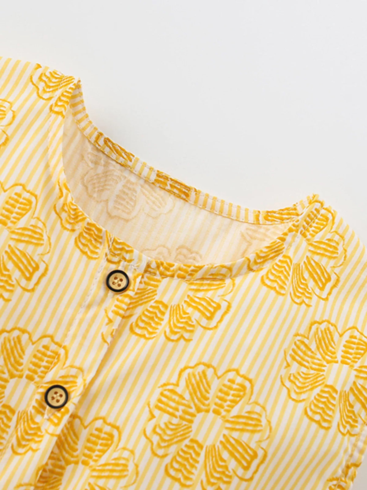 Children's Floral Print Button-Front Casual Dress