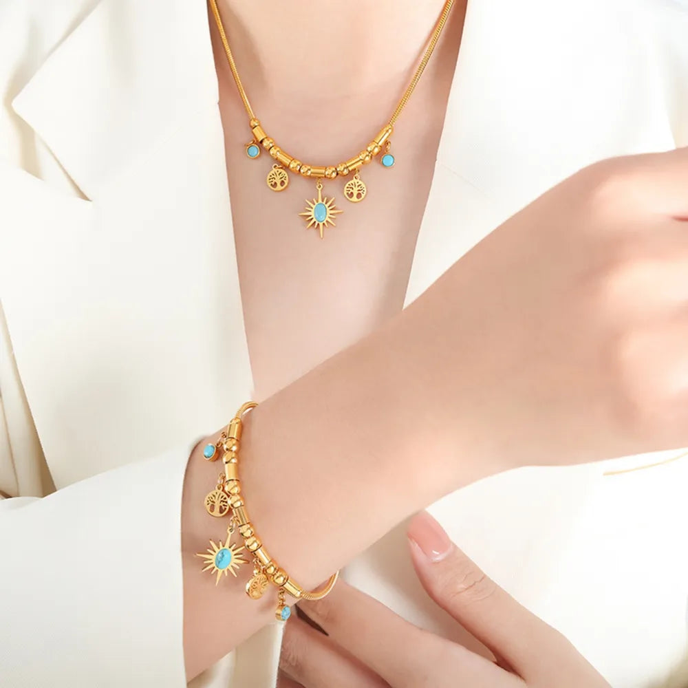 Gold-Plated Titanium Steel Charm Necklace