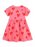 Children's Heart Print Pocket Detail Casual Dress