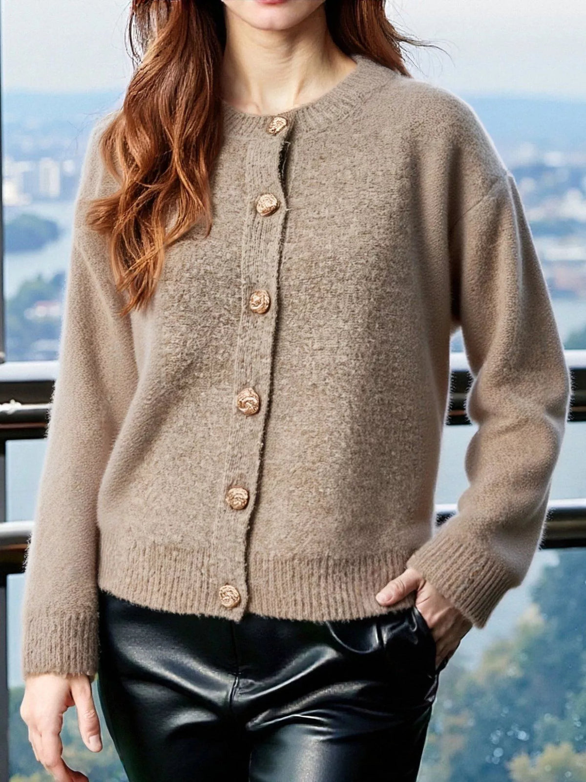 Button-Up Drop Shoulder Cardigan