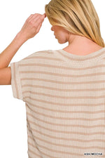 Zenana Raised Rib Striped Top