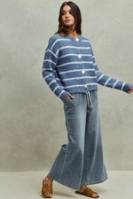 SO ME Mid Rise Elastic Waist Flare Denim Jeans