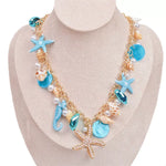 Ocean Charm Shell Starfish Statement Necklace