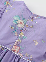 Children's Floral Print Ruffle Sleeve A-Line Dress