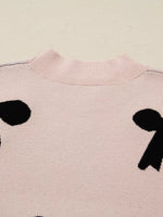 Pearl Embellished Bow Pattern Loose Sweater