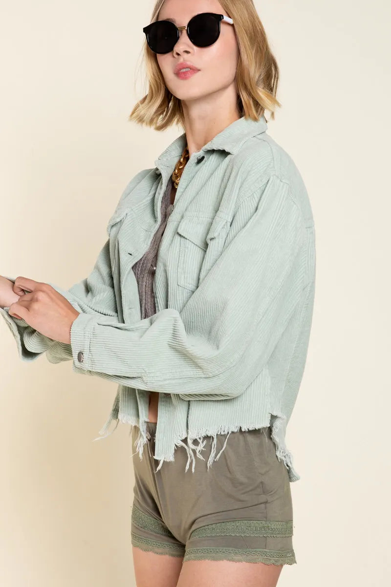 POL Button Down Corduroy Trucker Jacket