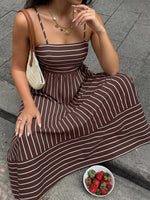 Striped Print Spaghetti Strap Maxi Dress