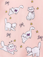 Children's Cat Round Neck Tee and Shorts Set