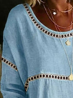 Full Size Hollow Out Round Neck Top Plus Size