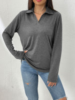 Collared Neck Long Sleeve T-Shirt