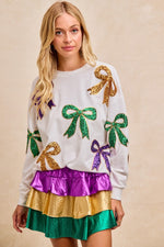 BiBi Mardi Gras Sequin Bow Top