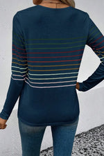 Striped Round Neck Long Sleeve T-Shirt