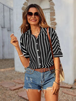 Striped Collared Neck Half Sleeve Shirt