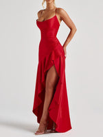 Ruffle High-Slit Maxi Dress
