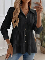 Button-Down Long Sleeve Tiered Shirt