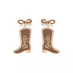 Cowgirl Boot Dangle Earrings with Bow