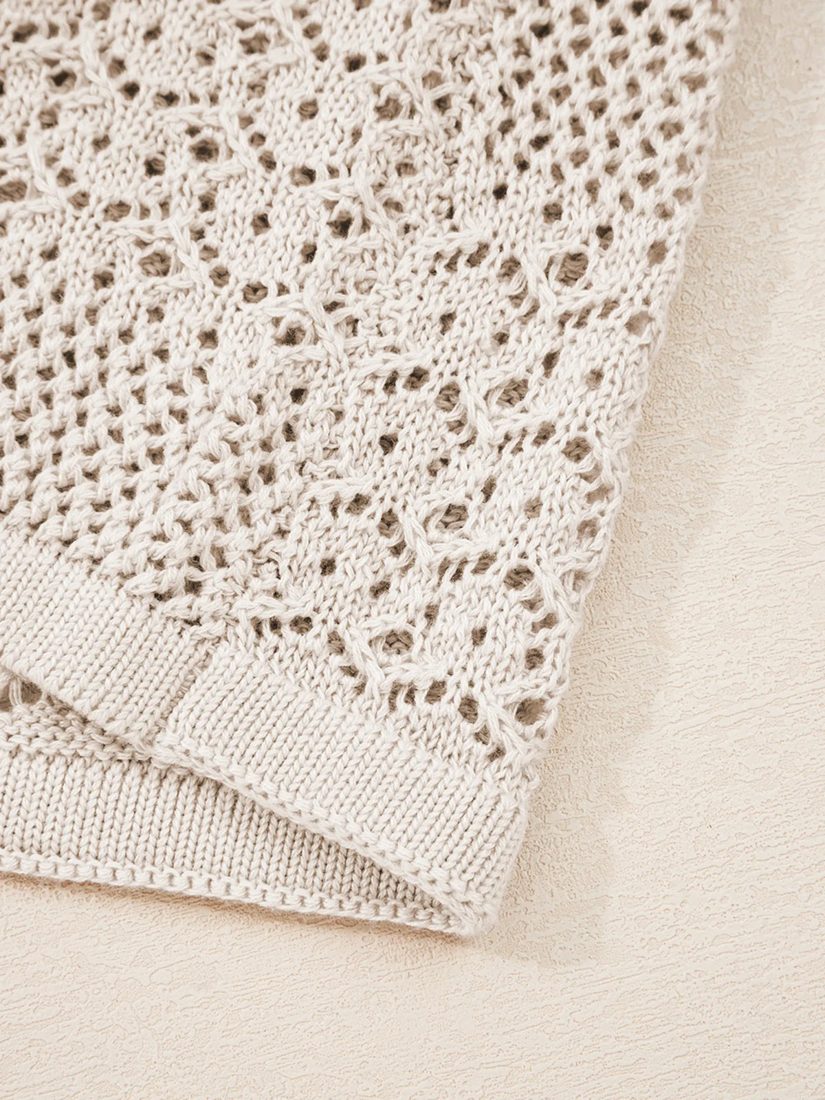 Hollowed Knit Open Front Cardigan