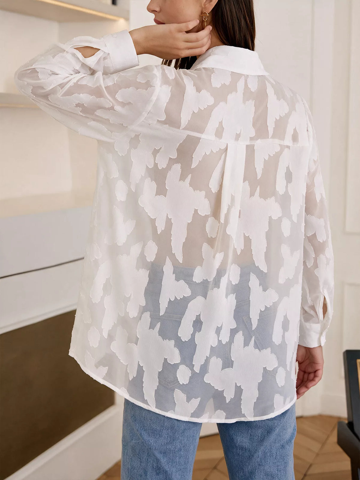 Sheer Button-Down Shirt
