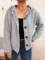 Cozy Button-Up Hooded Cardigan