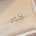 925 Sterling Silver Pearl Open Ring