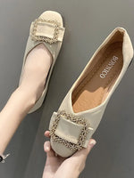 Square Toe Buckle Detail Loafers