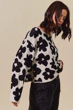 SO ME Loose Fit Flower Lightweight Sweater Top