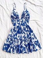 Floral Print V-Neck Tiered Mini Dress