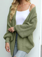 Full Size Chunky Knit Open Front Cardigan Plus Size