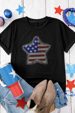 Star Round Neck Short Sleeve T-Shirt