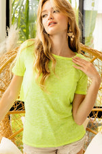 BiBi Burn Out Knit Top with Back Double Twist Detail