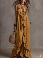 Ruffled Sleeveless Maxi Dress