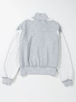 Half Zipper Collared Drop Shoulder Side Slits Sweatshirt